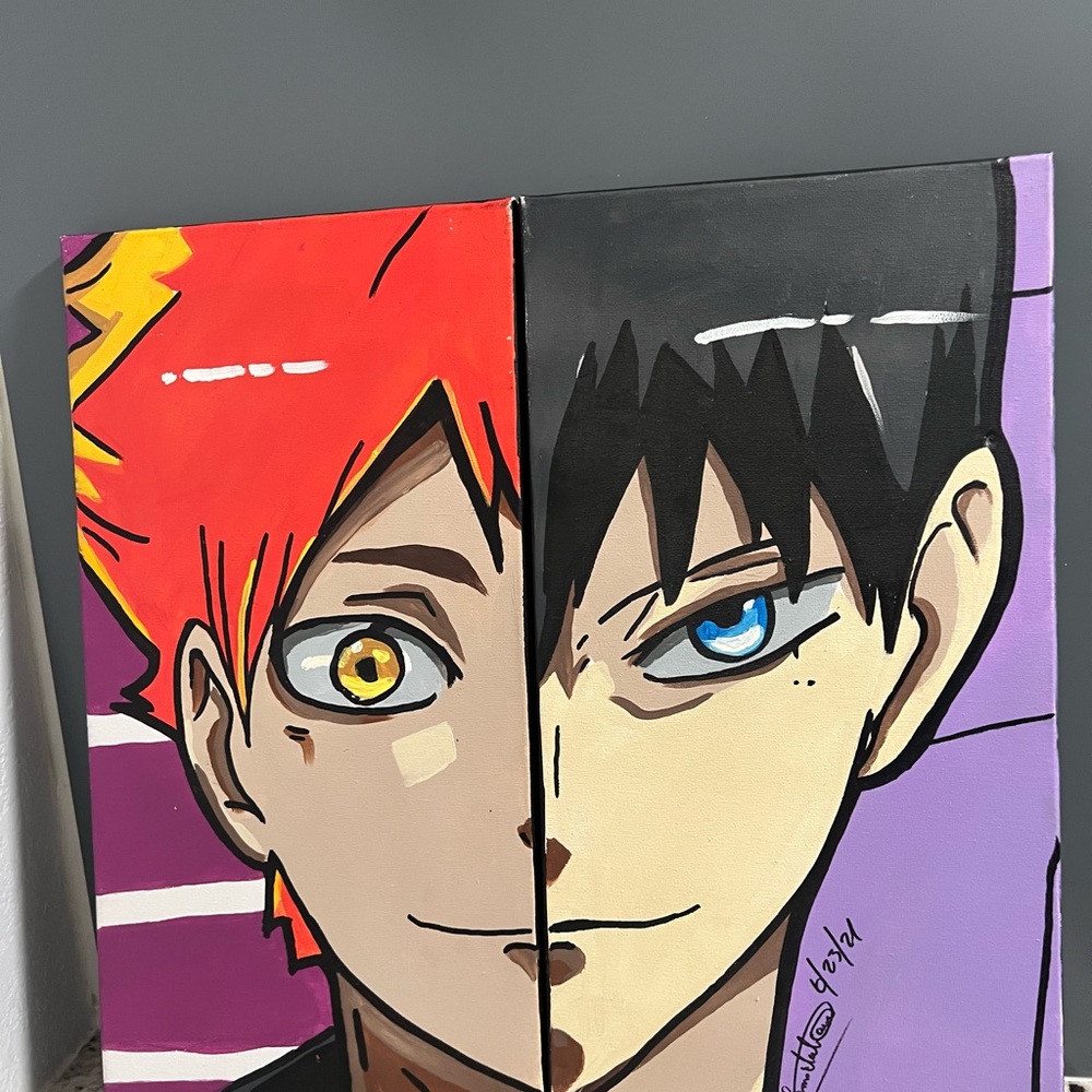 HAIKYUU Original Split-Face Anime Canvas Art - Shoyo Hinata and Tobio Kageyama